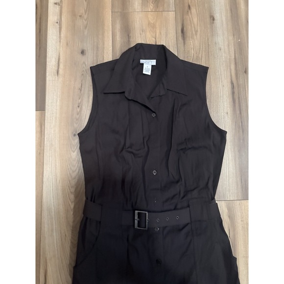 Ann Taylor Loft Dress Brown Women's 4 V-neck Sleeveless Belt Business Long - Picture 2 of 4